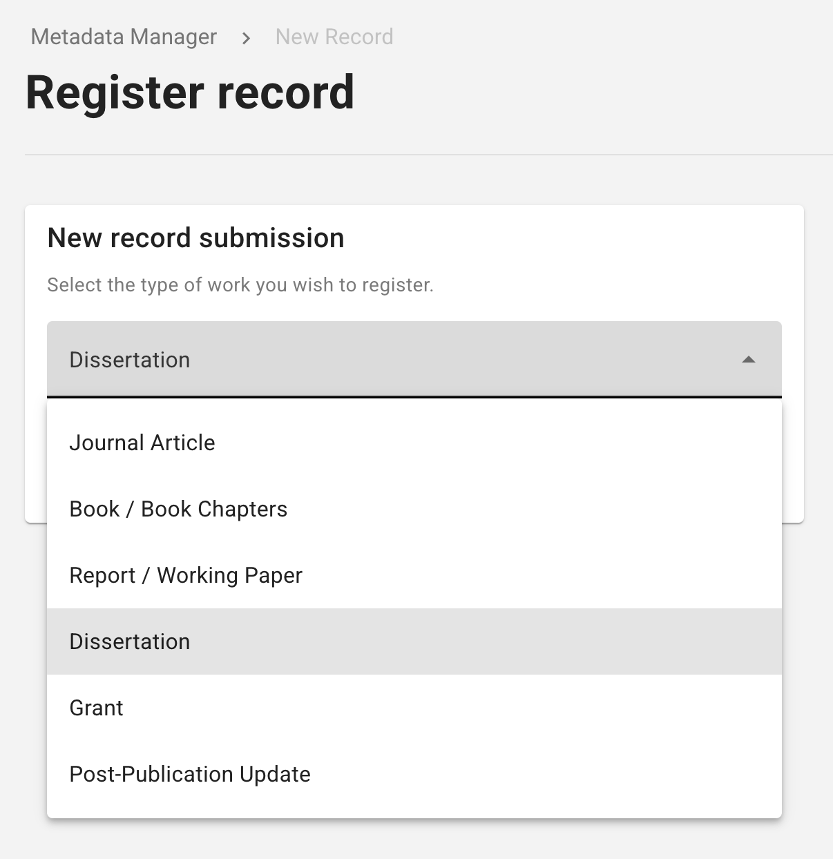 New record types available in metadata manager